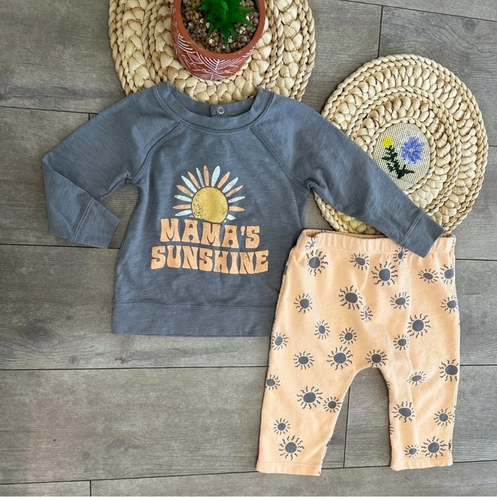 Grayson Mini ‘Mama’s Sunshine’ Boho Casual Outfit Set - 12 Months Baby Boy Girl